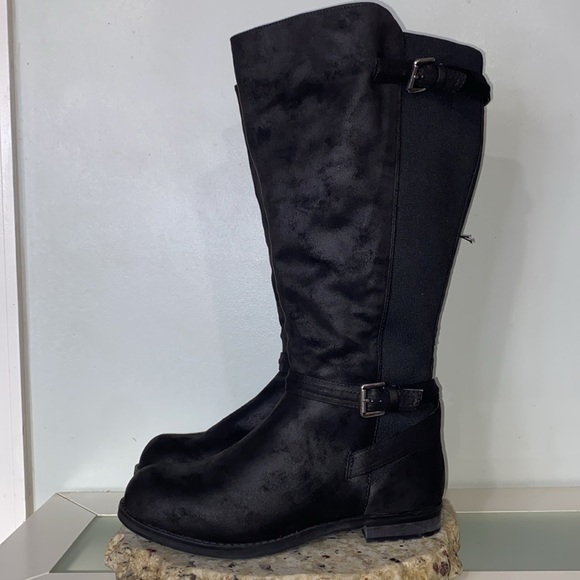 Dream Cloud Faux-Leather Black Casual Buckle Detailed Riding Boot Women Size 12 - Picture 8 of 16